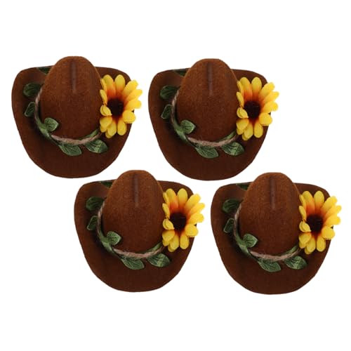 BESPORTBLE 4 Stücke Pet Mini Cowboyhut kleine Tierkostüme Haustierkappe Tierkostümzubehör Hamster-Cowboy-Hut Hamster-Zylinder Rattenzubehör Hasenmützen Fluted gefühlt von BESPORTBLE