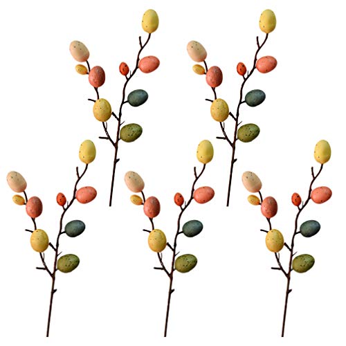 BESPORTBLE 5 Stücke Künstlicher Ostereier Zweig Osterdeko Eier Blumenstrauß Dekozweige Kunstblumen Gesteck Kinder Basteln DIY Kranz Girlande Vase Blumenarrangement Frühling Ostern Deko Objekt von BESPORTBLE