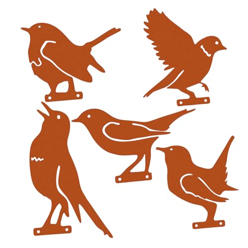 BESPORTBLE 5Stücke Rostige Vogel Silhouetten Metall Dekoration für Garten Terrasse und Vielseitige Vogeldesigns für Zäune und Outdoor Bereich Einfache Rustikaler BESPORTBLE 5Stücke Rostige Vogel Silhouetten Metall Dekoration für Garten Terrasse und Vielseitige Vogeldesigns für Zäune und Outdoor Bereich Einfache Rustikaler von BESPORTBLE