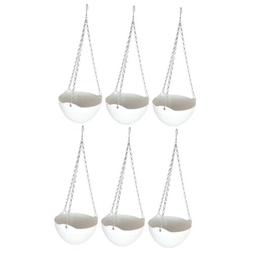 BESPORTBLE 6 Sätze Hängender Pflanzentopf Weiße Hängende Pflanzgefäße Kunststoffpflanzen Für Den Außenbereich Selbstbewässerung Rostfreier Stahl Hängender Korb Grüne Pflanzen von BESPORTBLE
