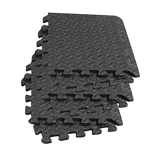 BESPORTBLE 8 Stück Teiliges Eva Puzzle Bodenpolster mit Blattstruktur rutschfeste Dicke Bodenschutzmatte für Fitness Spiel und Yogaräume Stoßdämpfend Schwarzes Patchwork Design von BESPORTBLE