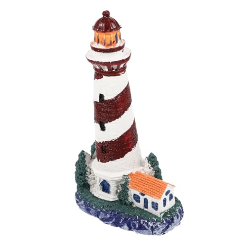 BESPORTBLE Aquarium Leuchtturm Ornament Beacon-Modell Bauernhaus nach Hause Good Mood gartendekoration Wohnkultur Kunsthandwerk aus Kunstharz Leuchtturm Schmuck Bonsai-Gartendeko Haushalt rot von BESPORTBLE