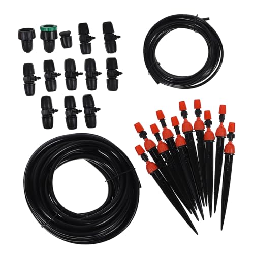 BESPORTBLE Automatische Bewässerungsvorrichtung Tröpfchenbewässerung Mister System Erweiterbar Düsen Durchnässt Bewässerungsschlauch Futterspender Strahler Sprinkler Kühlung Nebel Black PVC von BESPORTBLE