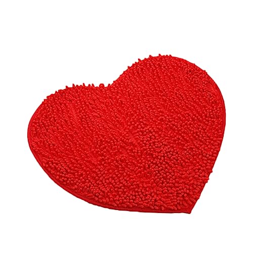 BESPORTBLE Badematte Herzform Rot – Weicher Badteppich Für Badezimmer - Dekorativer Badvorleger in Rot - Ideal Für Den Einsatz Im Bad Küche Oder Eingangsbereich Hochwertiger Chenille Stoff von BESPORTBLE