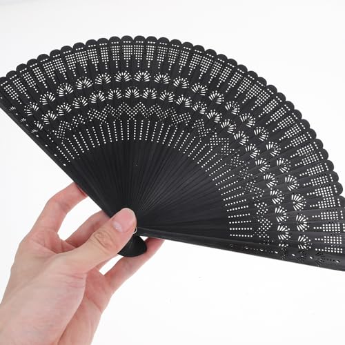 BESPORTBLE Bambus Faltfächer, Vintage Handfächer aus Seide, Elegantes für Damen, Schwarz, 31,8 cm von BESPORTBLE