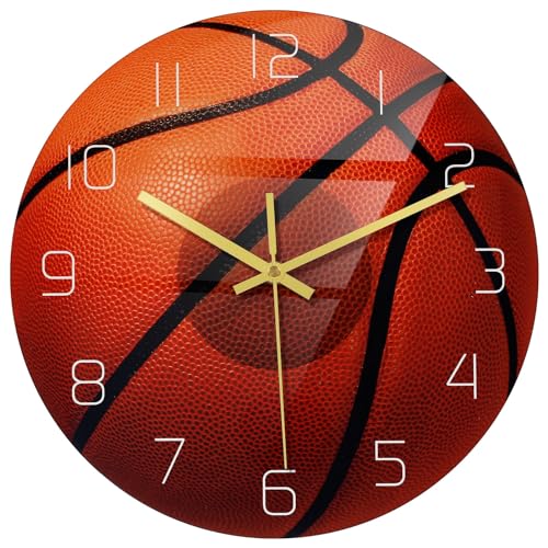 BESPORTBLE Basketball Wanduhr Kreative Stumme Bewegung Wanduhr Runde Sportwand Stille Uhr Home Wandkunst Dekoration von BESPORTBLE