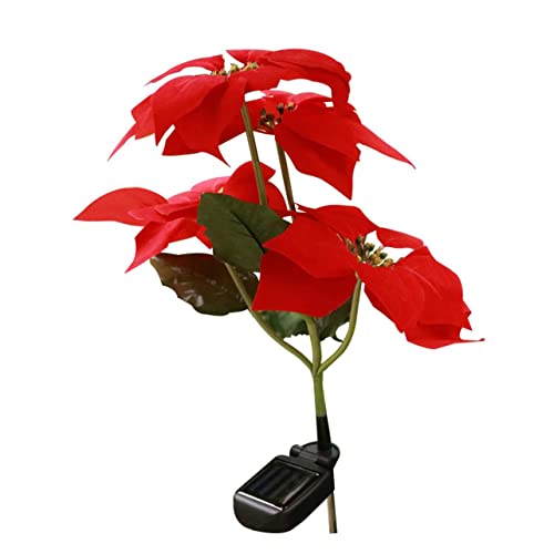 BESPORTBLE Solar Landschaft Lichter Stake Decor Rot Weihnachten Blume Einfach Zu Installieren Für Terrasse Garten Hof von BESPORTBLE