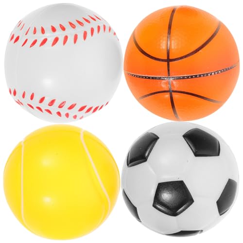 BESPORTBLE 4er Set 63mm Gummi HundebäLle - Interaktive Hundespielzeuge FüR Training Und Spiel - Basketball, FußBall, Tennisball, Baseball - SchwimmfäHig Und Robust von BESPORTBLE