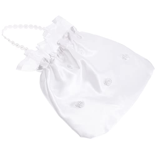 BESPORTBLE Brautjungfer Handtasche Weiß Satin Geschenkbeutel Blume Handtasche Hochzeit Brautjungfer Handtasche Für Braut Brautjungfer Hochzeit Favor von BESPORTBLE