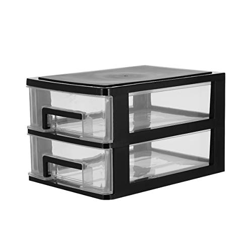 BESPORTBLE Doppelschicht Lagerregal Organizer Möbel Schrank Lagerschrank Kunststoff Schublade Typ Multifunktion Staubdicht (Schwarz Und Transparent) von BESPORTBLE