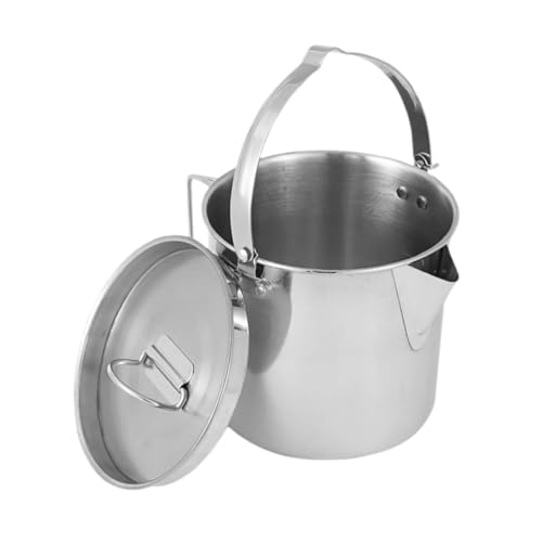 BESPORTBLE Edelstahl Camping Wasserkocher mit Deckel und Griff Vielseitiger Outdoor Kessel für Tee Kaffee Wasser Langlebig Schnell Erhitzend für Wandern Picknick Backpacking von BESPORTBLE