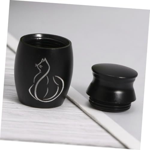 BESPORTBLE Edelstahl Katzenurne mit Schraubdeckel Leichte Langlebige Haustier Gedenkbox mit Niedlichem Katzenmotiv Geeignete Aschenbehälter für Zuhause Wohnzimmer Schlafzimmer Schwarze von BESPORTBLE