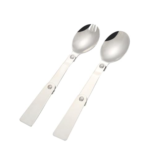 BESPORTBLE Edelstahl Klappbarer Löffel Fach Faltbar Reisebesteck Faltbarer Salatlöffel für Picknick Outdoor Camping Vielseitig Einsetzbar Platzsparend und Robust aus Edelstahl von BESPORTBLE