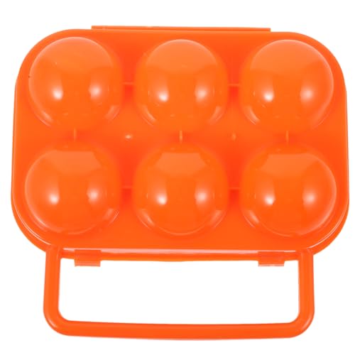 BESPORTBLE Eier Aufbewahrungsbox mit Griff Tragbare Eierbox Eierbehälter Eierträger Vorratsdose für Outdoor Picknick Camping Wandern (Orange 6 Eier) von BESPORTBLE