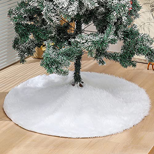BESPORTBLE Faux Pelz Weihnachten Baum Rock: 60Cm Weiß Pelzigen Weihnachten Baum Matte Schürze Runde Plüsch Baum Teppich Unter Weihnachten Baum Dekoration Urlaub Baum Basis Abdeckung von BESPORTBLE