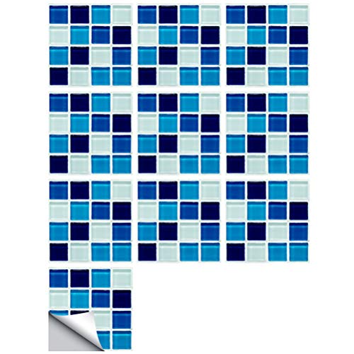 BESPORTBLE Fliesenaufkleber Mosaik Wandaufkleber wasserdichte Fliesenfolie PVC Blau Fliesensticker 10 Stück 15X15CM Küchenrückwand Küche Bad Hotel Zuhause Badezimmer Wand Dekoration von BESPORTBLE