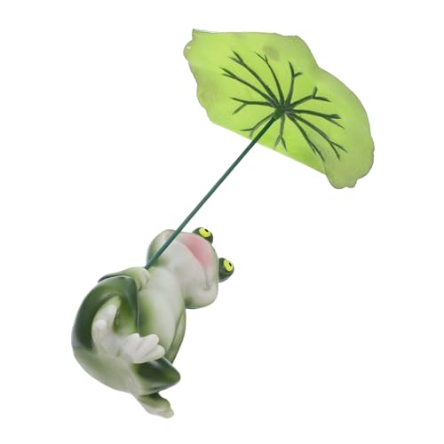 BESPORTBLE Frosch Miniaturfigur Resin Gartendekor mit Lotusblatt Wasserfest für Aquarium Teich und Schreibtisch Naturinspirierte Langlebige Aquariumdeko für Zuhause und Büro von BESPORTBLE