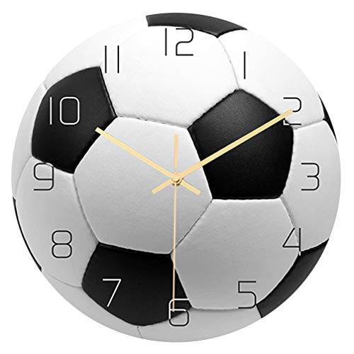 BESPORTBLE Fußball Wanduhr Kreative Stumme Bewegung Wanduhr Runde Sportwand Stille Uhr Home Wandkunst Dekoration von BESPORTBLE