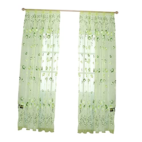 BESPORTBLE Gardinen Mit Volant Fenster Voile Paneele Transparent Gardinen Sichtschutz Grüne Verdeckte Stickerei von BESPORTBLE