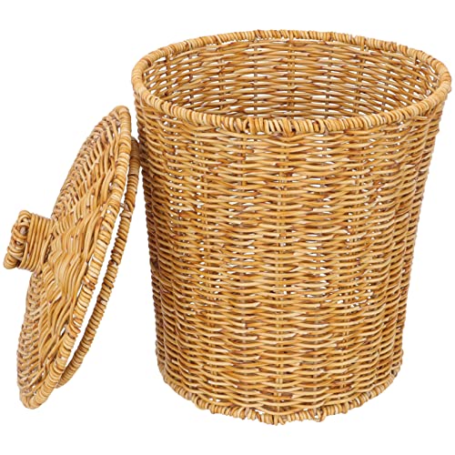 BESPORTBLE Geflochten Korb Aus Strohgeflecht Müllkorb Aus Weide Blumenkorb Aus Rattan Runder Papierkorb Aus Weidengeflecht Abfallkorb Aus Rattan Wäschekorb Einfach Büro Rattan-Kunststoff von BESPORTBLE