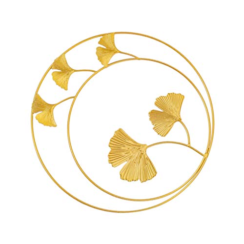 BESPORTBLE Ginkgo Blatt Kunst Hängen Ornament Gold Wanddeko Metall 3D WandskulpturenGold Ginkgo Biloba Hängen Ornament, 1Pc, 11. 02Inch von BESPORTBLE