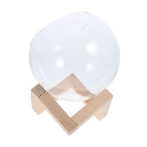 BESPORTBLE Glas Terrarium mit Holzständer Pflanzgefäß für Sukkulenten Hydrokultur Propagation Vase Praktisch Leicht Vielseitig Dekorativ für Schreibtisch und Zimmer von BESPORTBLE