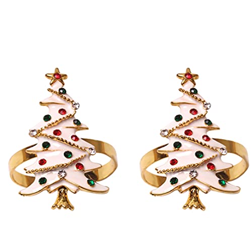BESPORTBLE Gold Serviettenringe Metall Serviettenhalter Weihnachtsdeko: 2 Stücke Strass Weihnachtsbaum Weihnachten Tischdeko Streudeko Xmas Deko Objekt von BESPORTBLE
