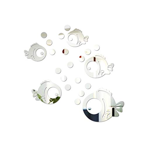 BESPORTBLE Groß Duschwand Aufkleber Ornamente 3D Acrylic Wall Sticker Mirror Wall Decals Fish and Bubbles for Living Room Bathroom Bedroom Fensterbilder Selbstklebend Bad von BESPORTBLE
