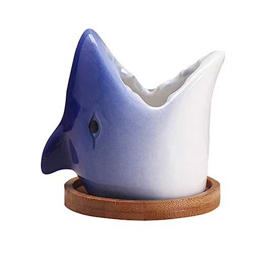 BESPORTBLE Mini Bonsai Blumentopf Keramik Sukkulenten Topf Hai Fisch Muster Für Home Office BESPORTBLE Mini Bonsai Blumentopf Keramik Sukkulenten Topf Hai Fisch Muster Für Home Office von BESPORTBLE