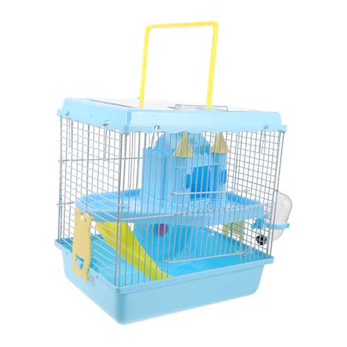 BESPORTBLE Hamster Transportkäfig Schloss Design mit Integriertem Futter Wassersystem Mehrstöckiger Zwerghamster Reisekäfig mit Rutsche und Laufrad Tragbar für Kleine Mäuse und Zwerghamster von BESPORTBLE