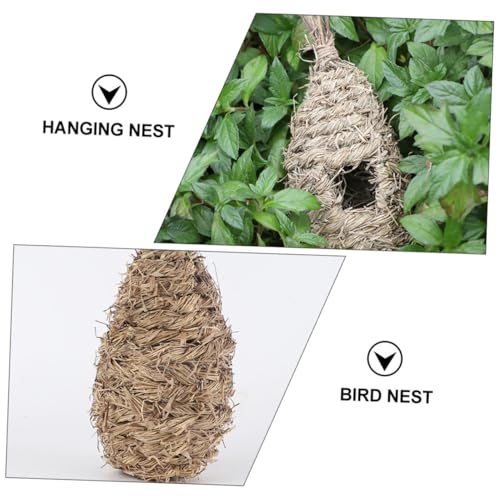 BESPORTBLE Handgefertigtes Vogelnest aus Stroh Oval Gewebtes Nest Hängendes Vogelhaus Natürlicher Vogelschutz für Balkon und Garten Wetterfestes Nistkästchen Sichere Zuflucht für Kleine von BESPORTBLE