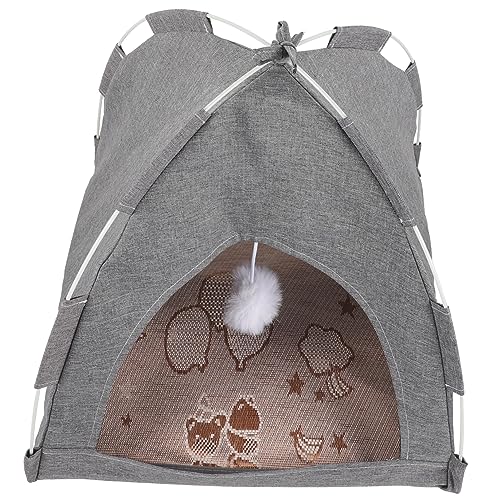 BESPORTBLE Haustierzelt haustierbett pet Bed haustierfeldbett Haustierhaus katzenhöhlen beheiztes katzenhaus Zelt für Katze Hund kühlmatte Welpe Käfig Haustiernest Indoor-Hundezelt Stoff Grey von BESPORTBLE