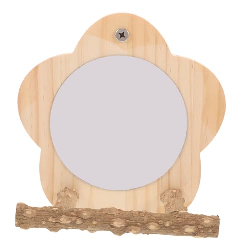 BESPORTBLE Holz Vogel Sitzstange mit Spiegel Papageien Kletterständer für Sicheres Training für Haustier Vögel Robust und Langlebig für Kauen und Erkundung von BESPORTBLE