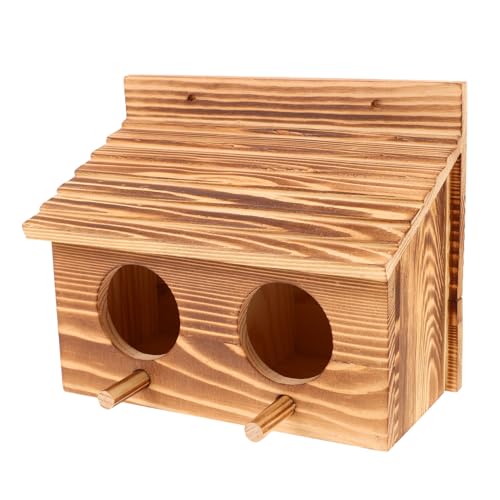 BESPORTBLE Holz-vogelnest mit Doppelöffnung und Sitzstangen Wetterfestes Outdoor-vogelhaus für Brüten von Wellensittichen Nymphensittichen und Sittichen Natürliche Isolierung und von BESPORTBLE