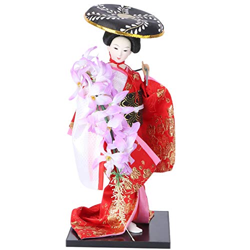 BESPORTBLE Japanische Geisha Kimono Puppe Geisha Figurine Ornamente Geschenk Kunst Handwerk Sammlerstücke Büro Tisch Schreibtisch Dekoration Nette Geburtstag Geschenk Rot von BESPORTBLE