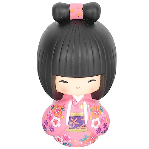 BESPORTBLE Japanische Kokeshi Puppen Geisha Figur Miniatur Kimono Puppen Geisha Puppe Deko Sammelfigur Bonsai Wohnkultur Zubehör Desktop Ornament Deko von BESPORTBLE