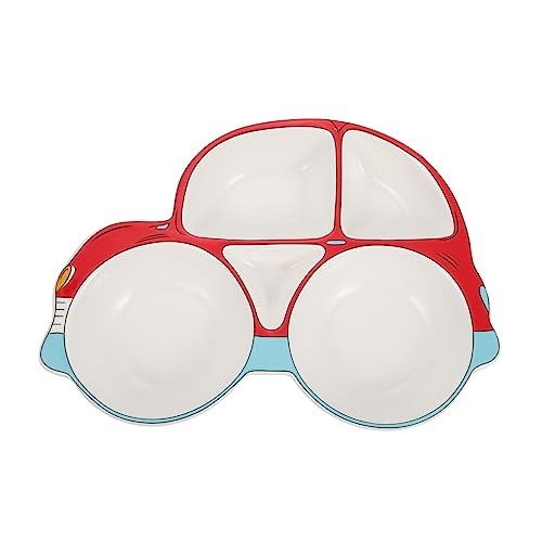 BESPORTBLE Keramischer Kinderteller mit Auto Design Geteilt Fächer Spülmaschinenfest für Camping zu Hause von BESPORTBLE