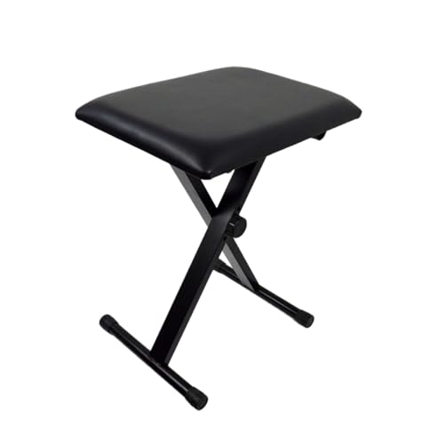 BESPORTBLE Klavierhocker X Style Faltbar Höhenverstellbar mit Gepolstertem Sitz Stahlrahmen Schwarz für Keyboard Piano Vanity Tisch von BESPORTBLE