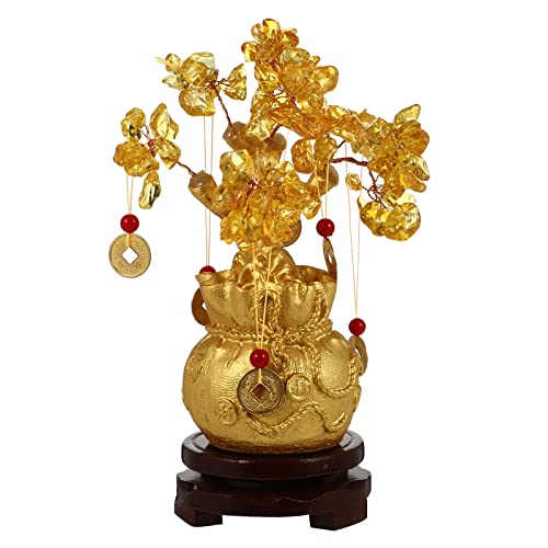 BESPORTBLE Kristall Geld Baum für Glück Geld Viel Glück Reichtum Feng Shui Bonsai Quarz Feng Shui Citrin Home Office Shop Dekor Goldmünze Basis von BESPORTBLE