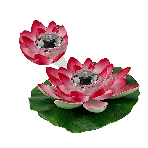 BESPORTBLE Lotus-Laterne solarlampen solarleuchten solar leuchte solarlampe für solarleuchtem Unterlage schwimmender Wasserbrunnen Pool-Brunnen UV Lotuslicht Solar schwebende Lotuslichter rot von BESPORTBLE