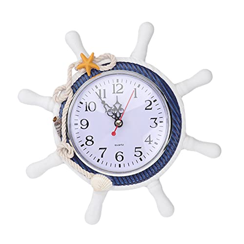 BESPORTBLE Maritime Holz Steuerrad Wanduhr mit Stern Vintage Rustikale Nautische Meer Wandkunst Ornament Silent Dekouhr für Kinder Wohnzimmer Schlafzimmer Wandhänger Dekoration Zufällige Farbe von BESPORTBLE