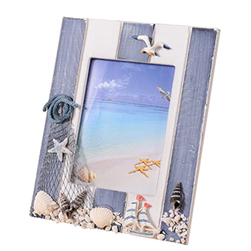 BESPORTBLE Mediterraner Bilderrahmen – Nautischer Desktop-Fotorahmen mit Muscheldekor (Strand-/Meer) von BESPORTBLE