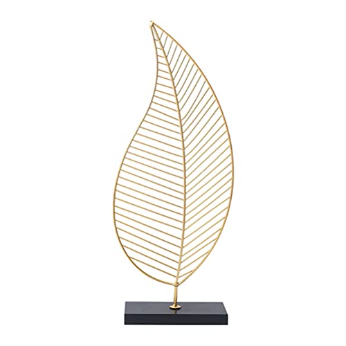 BESPORTBLE Metall Blätter Deko Dekoobjekte Blatt: Eisen Goldene Blatt Dekoration mit Sockel Desktop Mittelstücke Ornament Simulation Metall Blatt Skulptur Kunst Statue Wohnzimmer Deko von BESPORTBLE