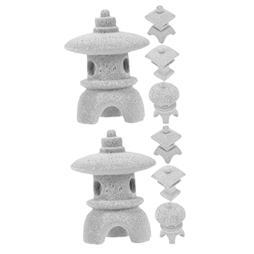 BESPORTBLE Modellbau Pagode 8 STK Asiatische Pagodenfigur Pagode-Modell Heim Laterne Wohnkultur Ornament Mini-hausaccessoire Modell Eines Gartenpavillons Vorbau Bonsai Asien Sandstein Statue von BESPORTBLE
