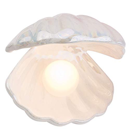 BESPORTBLE Muschel Perle Licht Akzent Lampe Nachtlicht Perle in Muschel Ornament Sammlerstück Tischdekoration Wohnkultur für Schlafzimmer Wohnzimmer Weiß von BESPORTBLE