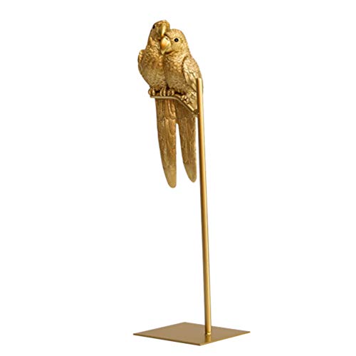 BESPORTBLE Papagei Figur Paar Papagei Statue Golden Papagei Auf Ständer Desktop Ornament Wohnzimmer Büro Zuhause Schreibtisch Dekoration Valentinstag Geburtstag Hochzeit Ostern von BESPORTBLE