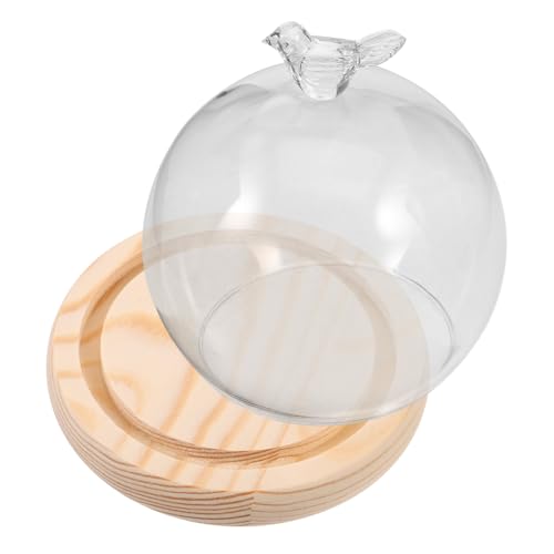 BESPORTBLE -Querformat-Glasabdeckung Vase LED-Lichtbasis Terrarienglas Wohnung Figuren künstliche blüten esstisch deko unsterbliche Blumenhüllen Mikro-Landschaftsglaskuppel Holz von BESPORTBLE