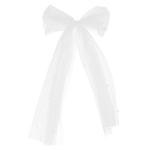 BESPORTBLE Romantischer Brautschleier mit Weißem Schleifen design Perlenverziert Leichter Tüll mit Haarclip Vielseitiges Hochzeitsaccessoire für Braut und Festliche Anlässe BESPORTBLE Romantischer Brautschleier mit Weißem Schleifen design Perlenverziert Leichter Tüll mit Haarclip Vielseitiges Hochzeitsaccessoire für Braut und Festliche Anlässe von BESPORTBLE