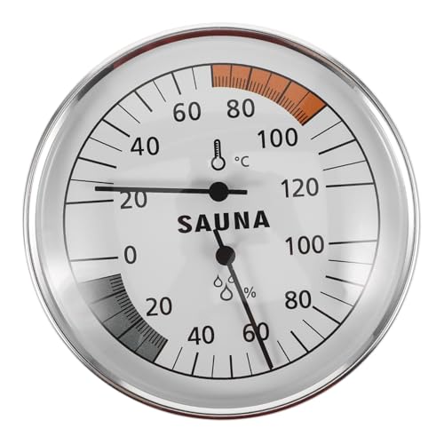BESPORTBLE Sauna Thermometer Hygrometer Edelstahl Wandhänger Präzises Temperatur Feuchtigkeitsmessgerät für Indoor Saunaräume Einfache Installation Langlebig von BESPORTBLE