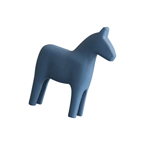 BESPORTBLE Dekorative Holzpferd Figur Holz-Pferde Ornament Für Wohnzimmer Büro Und Kinderzimmer Als Tisch Oder Regal Deko Blau Klein von BESPORTBLE